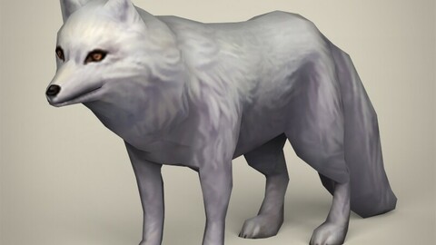 Game Ready Low Poly White Fox