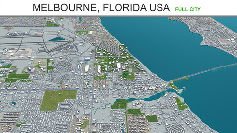 Melbourne city Florida USA 3d model 40km