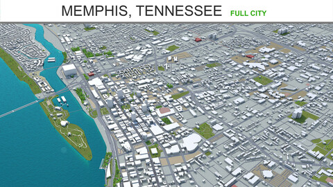 Memphis city Tennessee 3d model 90km