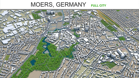 Moers city Germany 3d model 40km