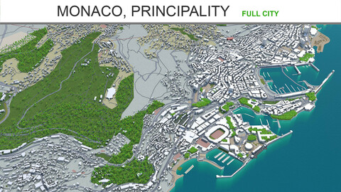 Monaco city Principality 3d model 20km