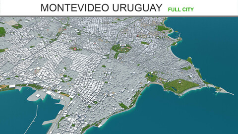 Montevideo city Uruguay 3d model 80km