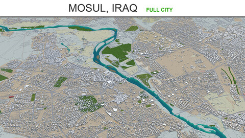 Mosul city Iraq 3d model 50km