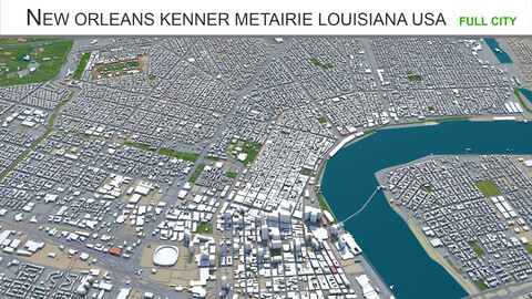 New Orleans Kenner  Metairie city Louisiana USA 3d model 90km
