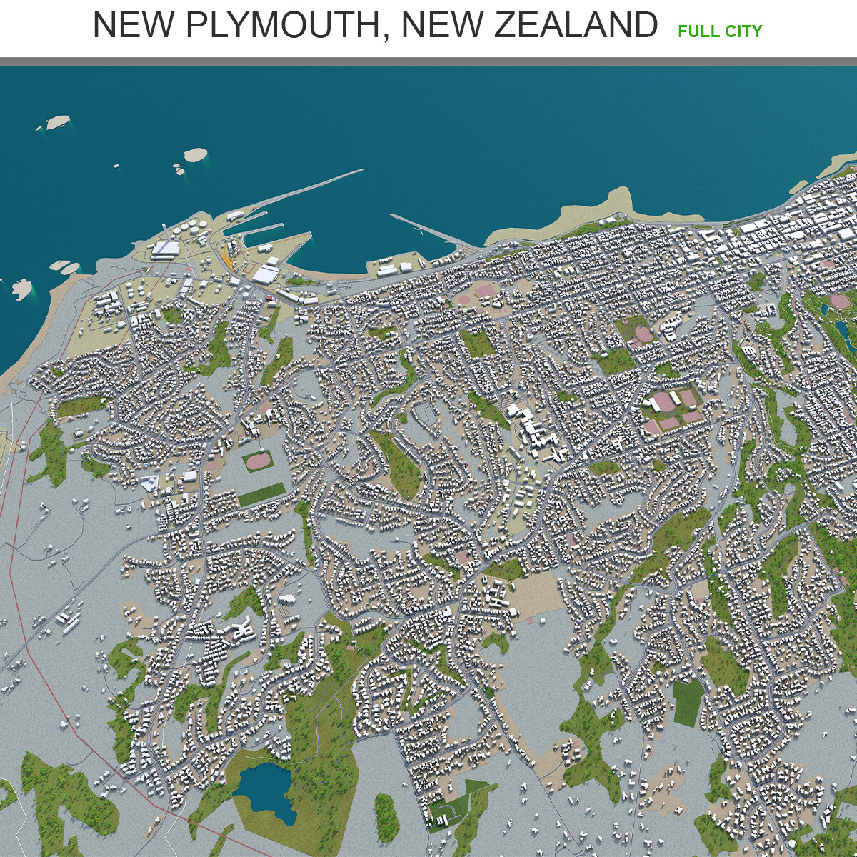 ArtStation - New Plymouth city New Zealand 3d model 30km | Game Assets