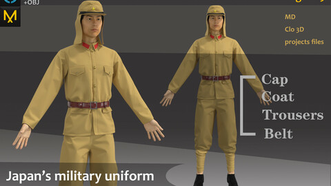 Japanese Uniform_War Oftfit_MD file_OBJ&FBX&TEXTURE (if needed) _Practice for Zbrush