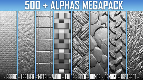 500+ Alphas Megapack (ZBrush, Substance, 2K, PSD)
