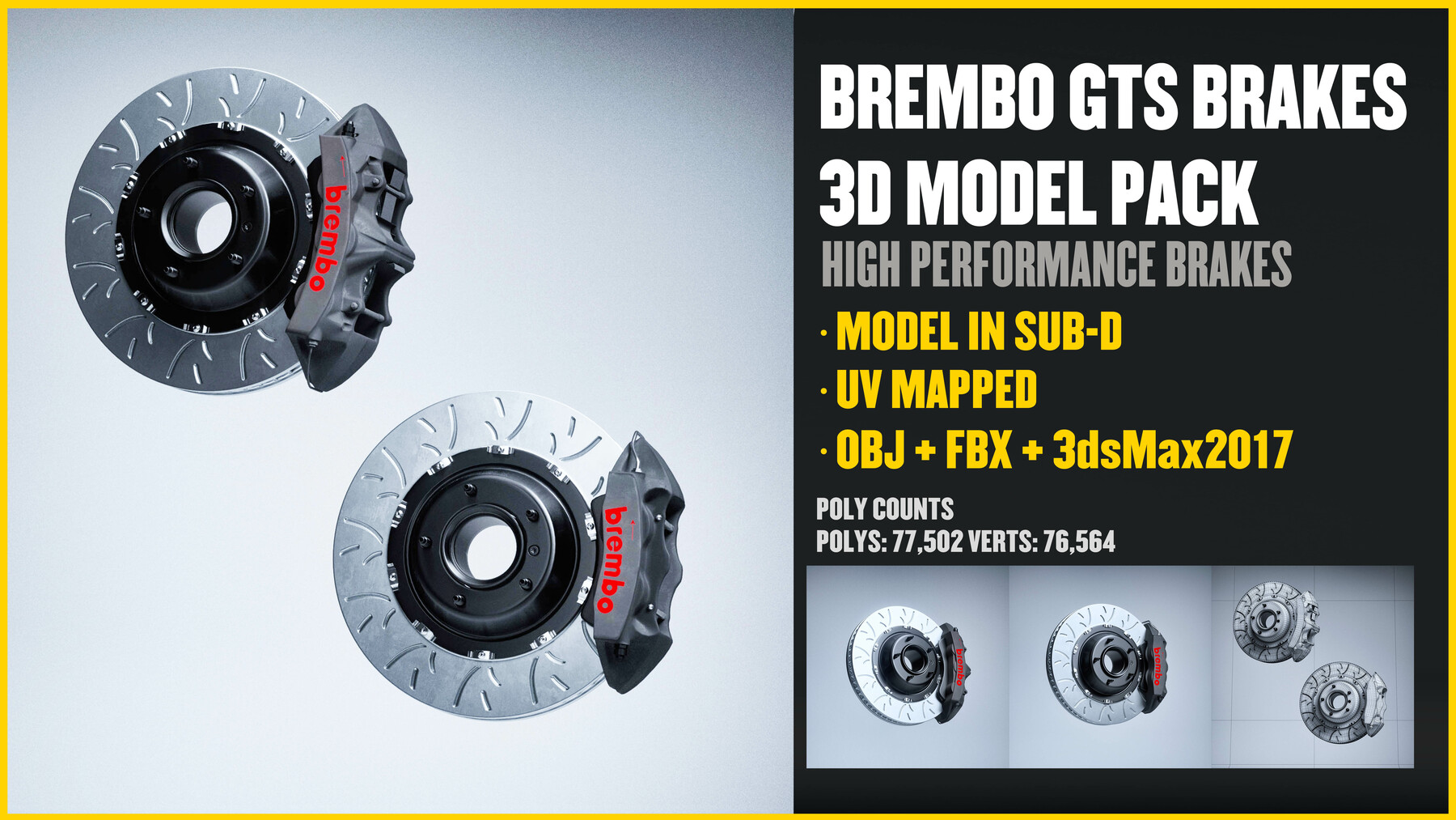 3D 3ds Max brembo brake brakes