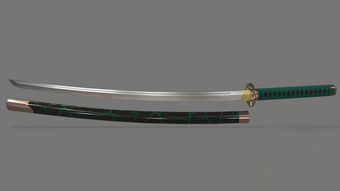 PBR Katana Japanese Sword Green