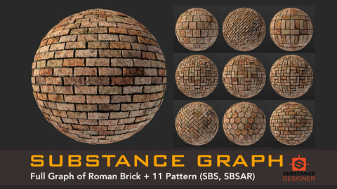Roman Brick - Substance Graph + 11 Pattern (.SBS .SBSAR)