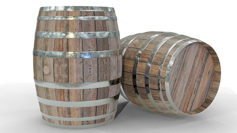 Wine Barrel Low-poly 3D model