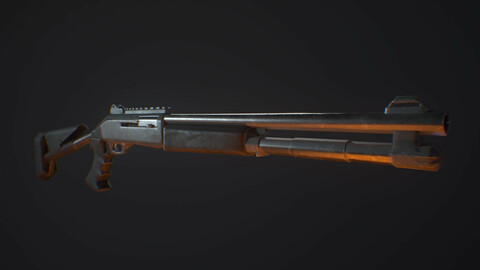 shotgun xm1014 3 model game ready low poly