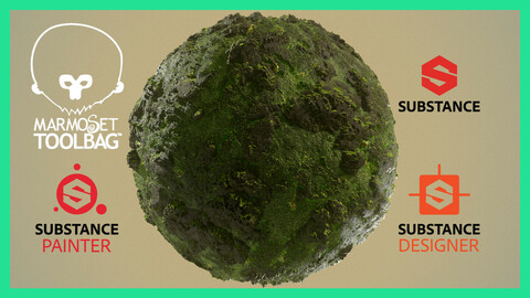 PBR Mossy Rock Ground Terrain Seamless Material Texture