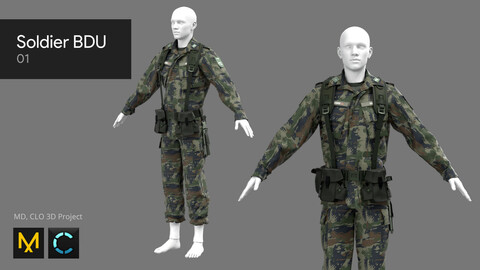Soldier BDU 01 - Marvelous Designer, CLO 3D