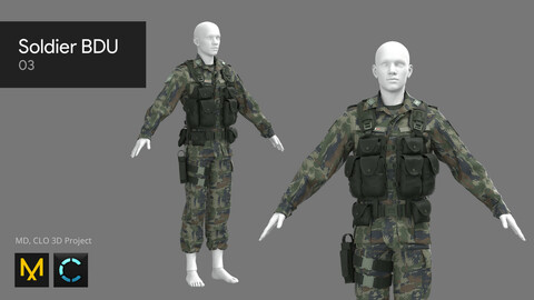 Soldier BDU 03 - Marvelous Designer, CLO 3D