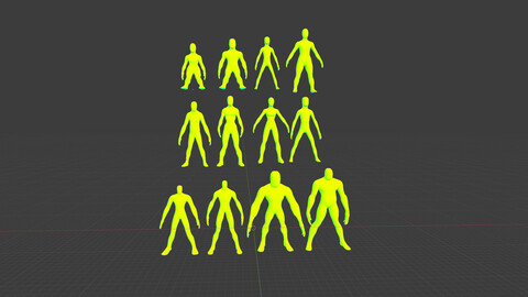 Alien Fantasy Humanoid Character Base Meshes Low-Medium Poly