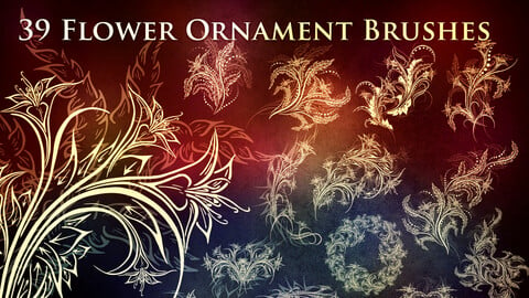 39 Flower Ornament Brushes