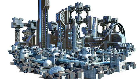 Futuristic City Pack 7. Industrial Skyline