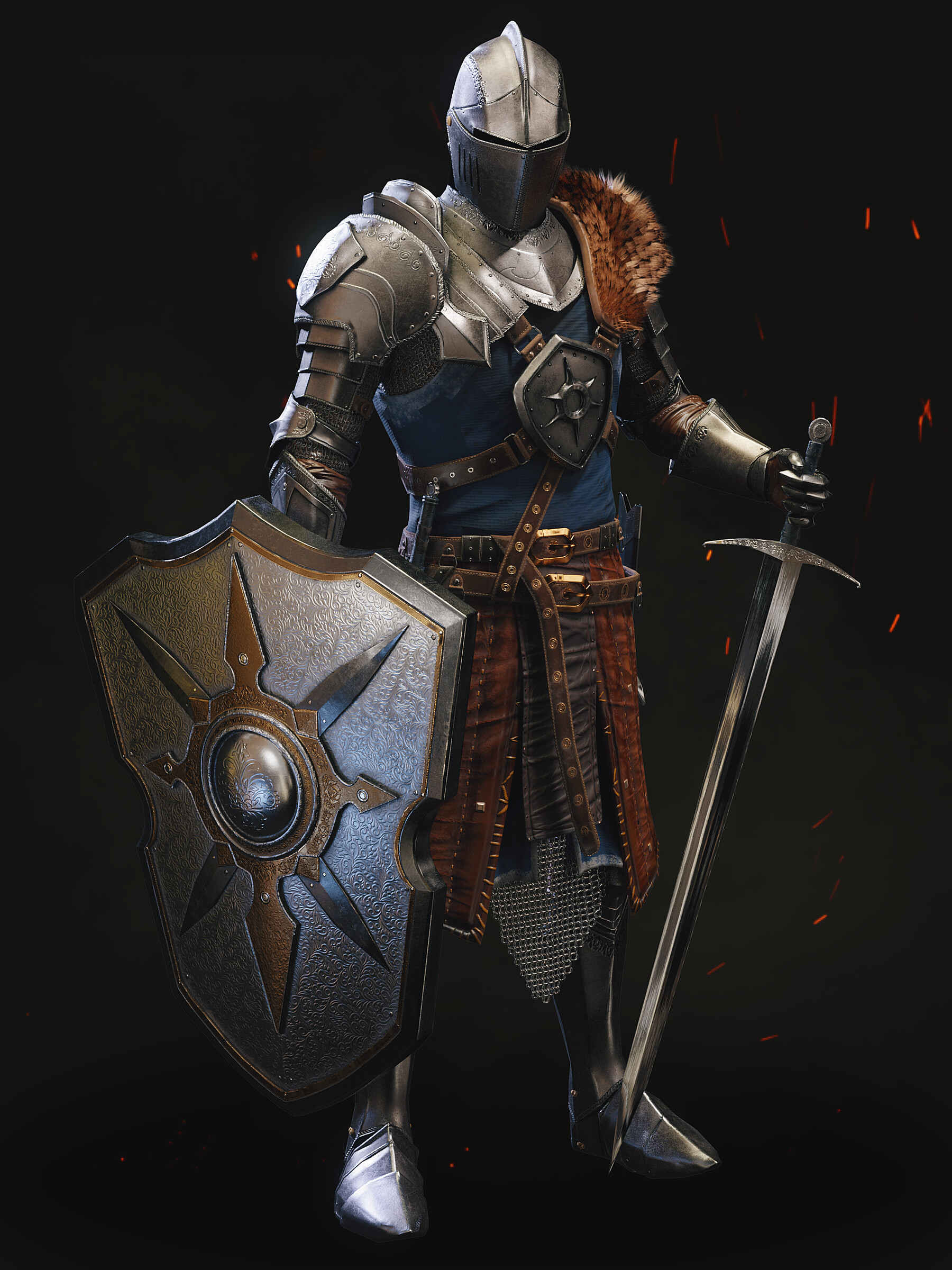 ArtStation - 3D Medieval Knight with Armor and Fur | Game Assets