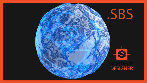 Stylized Emissive Glowing Ice Magical Rock Ground Crag Terrain Landscape Cliff Material PBR Texture