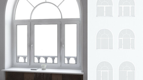A set of arched plastic Windows