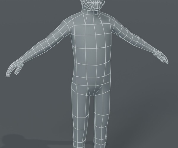 ArtStation - Boy Kid Body Base Mesh 3D Model 1000 Polygons | Game Assets