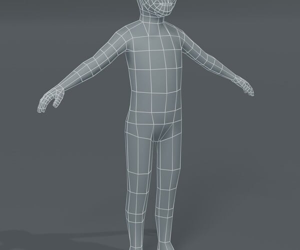 Artstation - Boy Kid Body Base Mesh 3d Model 1000 Polygons 