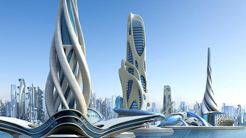 Futuristic City 8. Organic Architecture - Illustration Pack