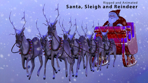 Santa, Sleigh and Reindeer