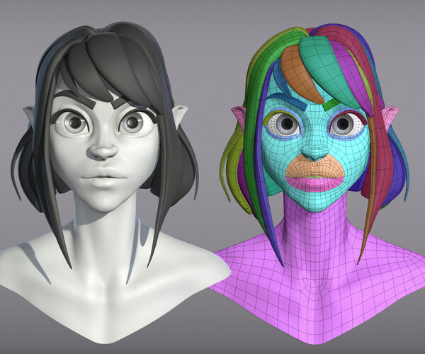 ArtStation - Cartoon female character Elf base mesh | Resources