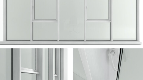 Panoramic window with sash window and radiator