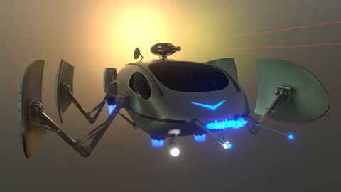 Spaceship Rigged Animated Sci-Fi Space Ship Vehicle Cinematics