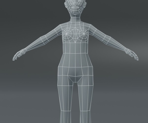 ArtStation - Girl Kid Body Base Mesh 3D Model 1000 Polygons | Game Assets