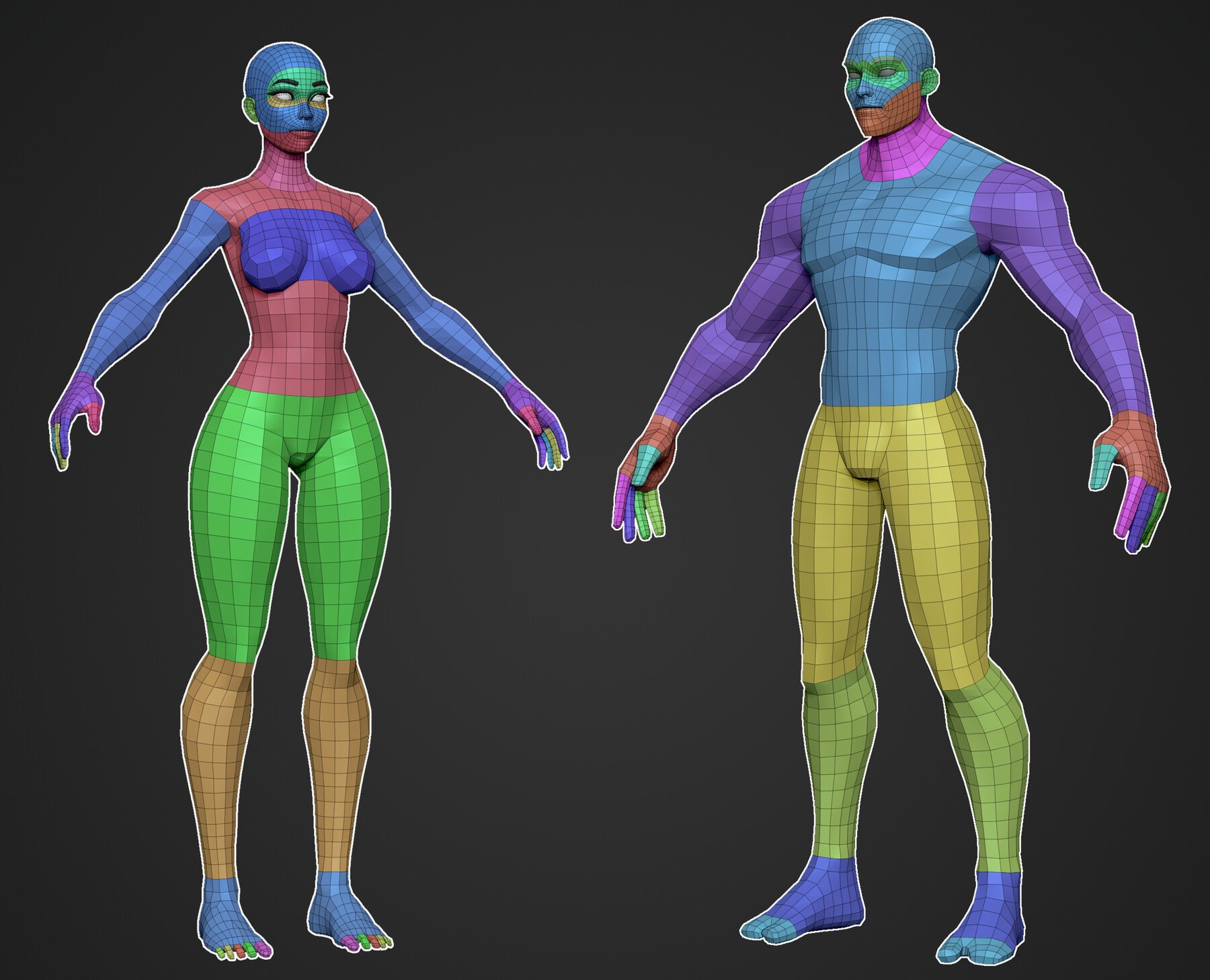Polygroups in Zbrush for easy... 