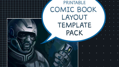 Comic Book Templates - Single and Double Page (Printable) - Plain, Cross/Dot/Square-Grid Patterns (Letter Size)