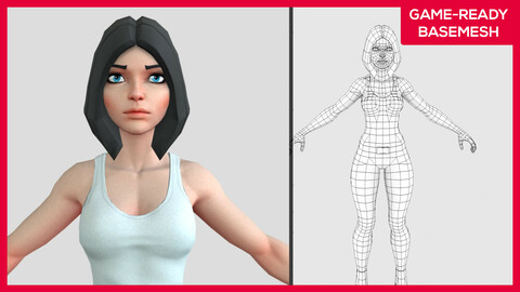Kirah (Clothes on) -  Stylized Female Character Design - Game Ready