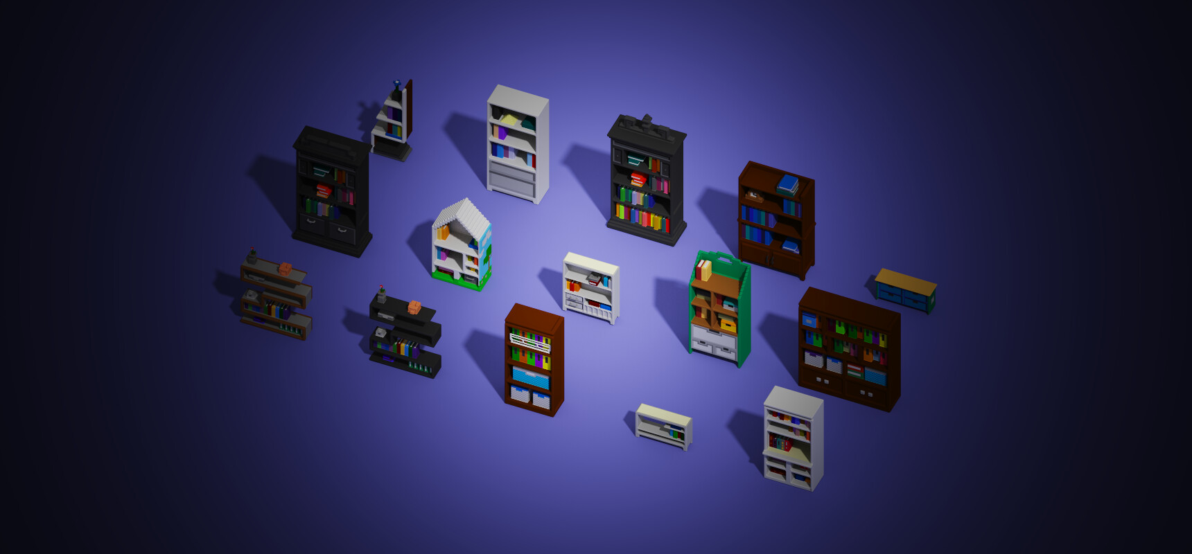 ArtStation Bookshelves packs Game Assets