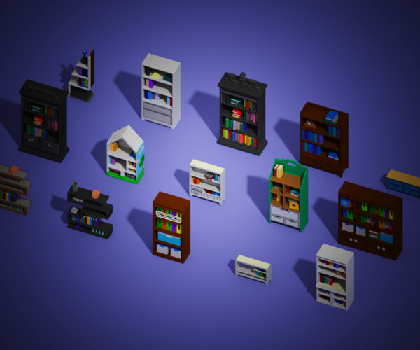 ArtStation Bookshelves packs Game Assets