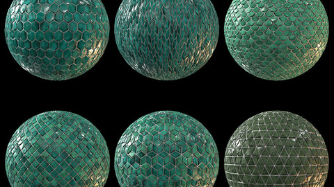 6 Teal Tile Material - PBR Seamless Textures - Vol1 (Sbsar)