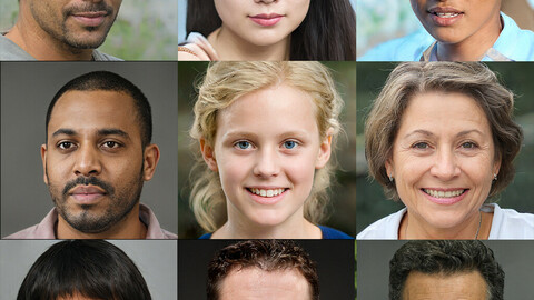 Portraits photo of people 1000 (part5). Faces human: Asian, Black, European, Caucasian, Indian