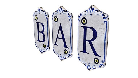 old stone bar sign 3D model