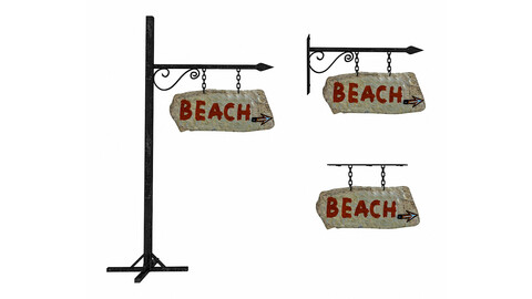 old stone beach sign 02 3D model