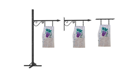 3D old woodden emty sign model