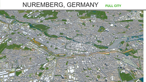 Nuremberg city Germany 3d model 60km