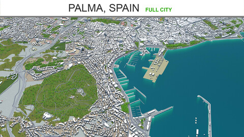 Palma city Spain 3d model 40km