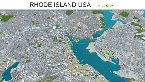 Rhode city Island USA 3d model 150km