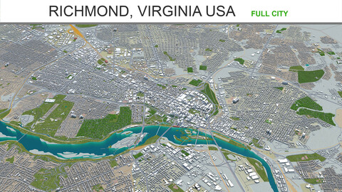 Richmond city Virginia USA 3d model 40km