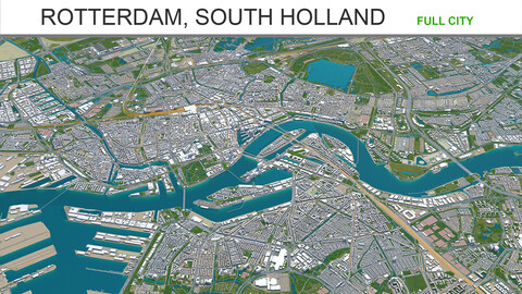 Rotterdam city South Holland 3d model 40km