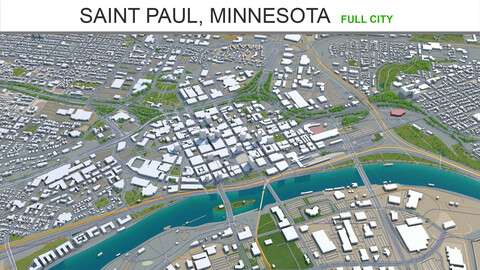 Saint Paul city Minnesota 3d model 40km