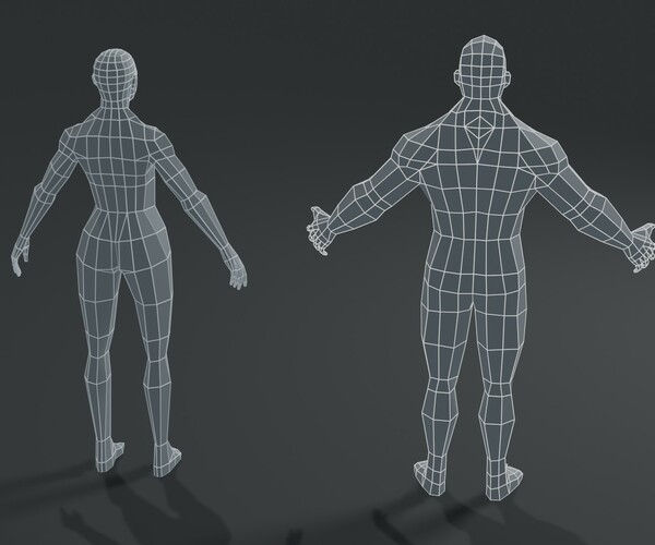 ArtStation - Muscular Human Body Base Mesh 3D Model Pack 1000 Polygons ...